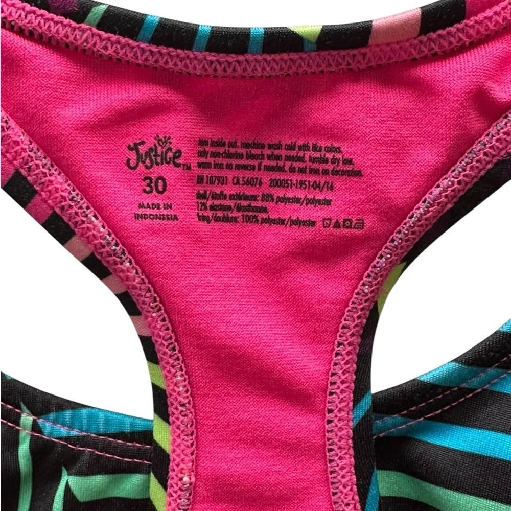 Justice. Girl sports bra. Neon Stripe Racerback & Matching Tank Top